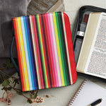 Ethnic Mexican Blanket Stripe Print Leather Bible Cover