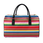 Ethnic Mexican Blanket Stripe Print Leather Duffle Bag
