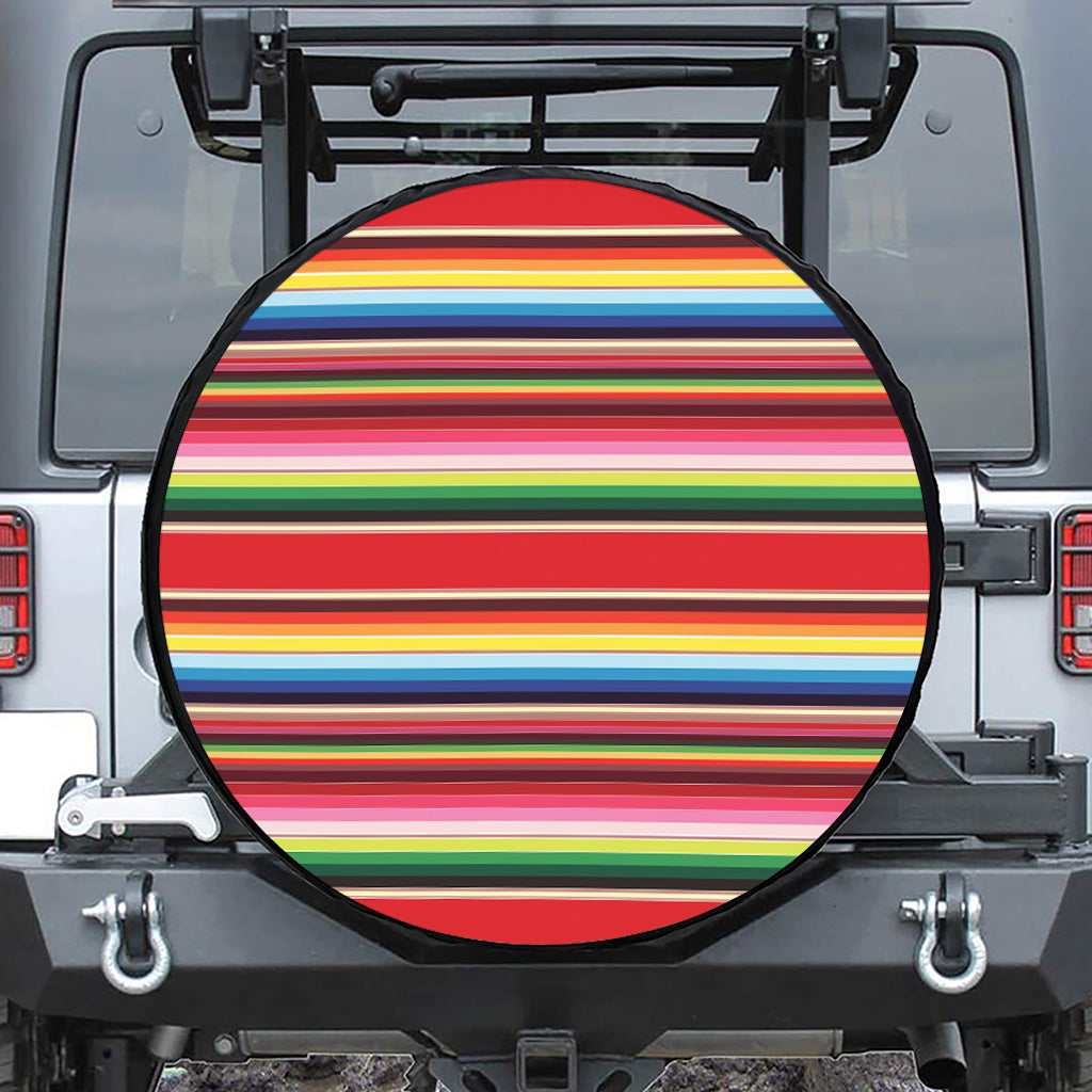 Ethnic Mexican Blanket Stripe Print Leather Spare Tire Cover