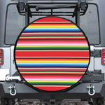 Ethnic Mexican Blanket Stripe Print Leather Spare Tire Cover