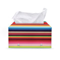 Ethnic Mexican Blanket Stripe Print Leather Tissue Box Cover