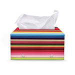 Ethnic Mexican Blanket Stripe Print Leather Tissue Box Cover