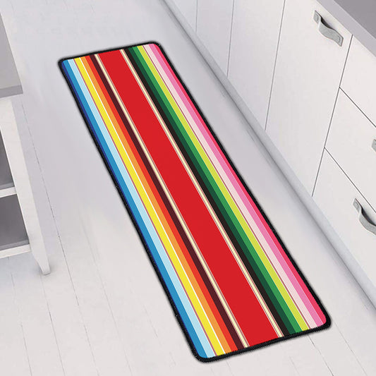 Ethnic Mexican Blanket Stripe Print Long Kitchen Mat