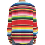 Ethnic Mexican Blanket Stripe Print Long Sleeve Baseball Jersey