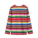 Ethnic Mexican Blanket Stripe Print Long Sleeve Short Coat