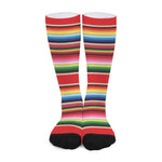Ethnic Mexican Blanket Stripe Print Long Socks