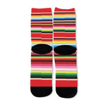 Ethnic Mexican Blanket Stripe Print Long Socks
