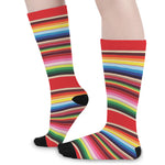 Ethnic Mexican Blanket Stripe Print Long Socks