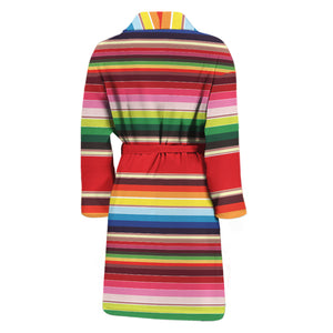 Ethnic Mexican Blanket Stripe Print Men's Bathrobe