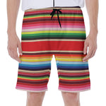 Ethnic Mexican Blanket Stripe Print Men's Beach Shorts