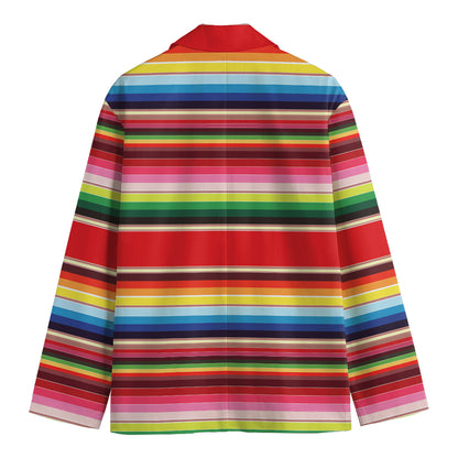 Ethnic Mexican Blanket Stripe Print Men's Blazer