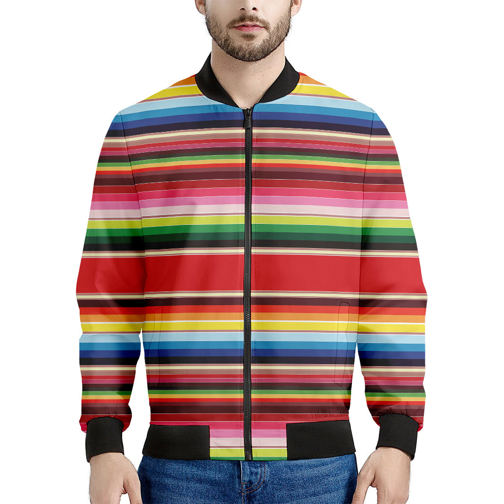 Ethnic Mexican Blanket Stripe Print Men's Bomber Jacket