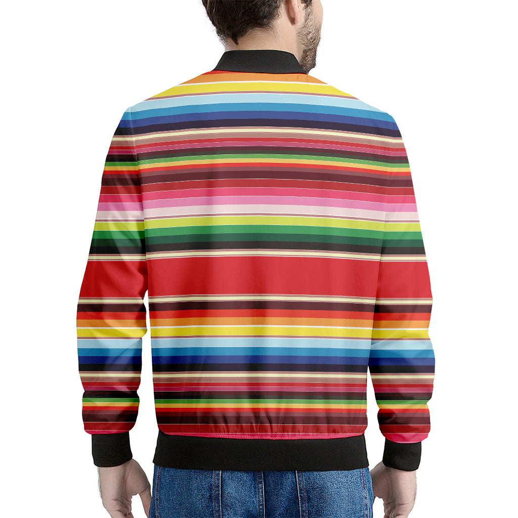 Ethnic Mexican Blanket Stripe Print Men's Bomber Jacket