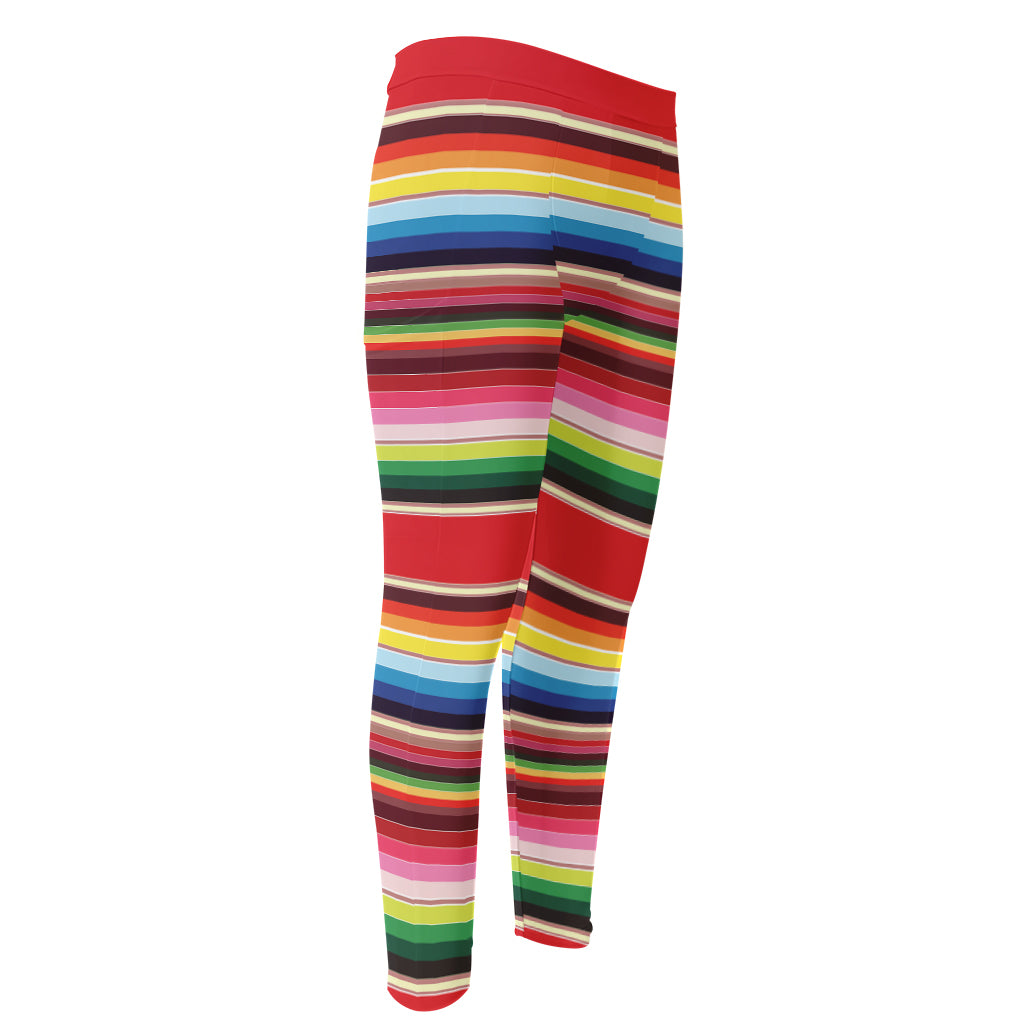 Ethnic Mexican Blanket Stripe Print Men's Compression Pants