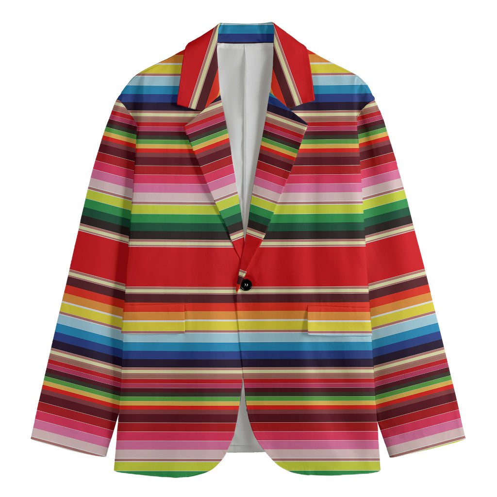 Ethnic Mexican Blanket Stripe Print Men's Cotton Blazer