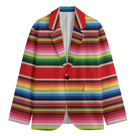 Ethnic Mexican Blanket Stripe Print Men's Cotton Blazer