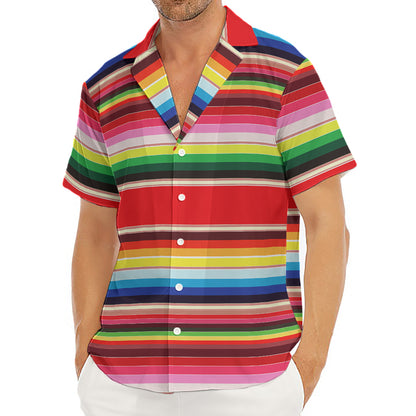 Ethnic Mexican Blanket Stripe Print Men's Deep V-Neck Shirt