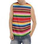 Ethnic Mexican Blanket Stripe Print Men's Fitness Tank Top