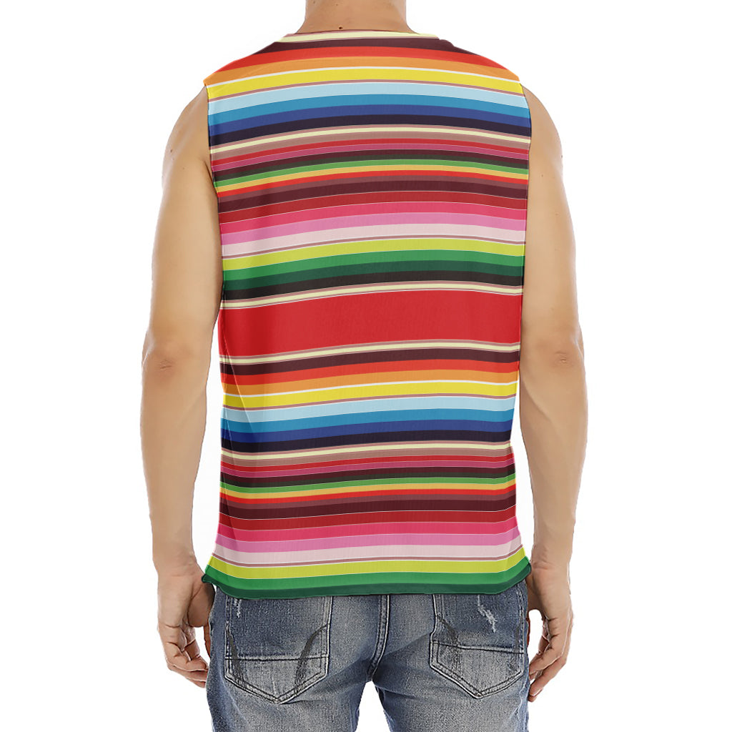 Ethnic Mexican Blanket Stripe Print Men's Fitness Tank Top