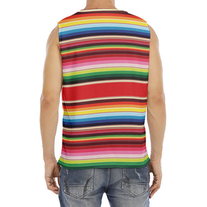 Ethnic Mexican Blanket Stripe Print Men's Fitness Tank Top