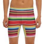 Ethnic Mexican Blanket Stripe Print Men's Long Boxer Briefs