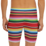 Ethnic Mexican Blanket Stripe Print Men's Long Boxer Briefs