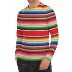 Ethnic Mexican Blanket Stripe Print Men's Long Sleeve Rash Guard