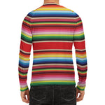 Ethnic Mexican Blanket Stripe Print Men's Long Sleeve Rash Guard