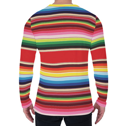 Ethnic Mexican Blanket Stripe Print Men's Long Sleeve T-Shirt