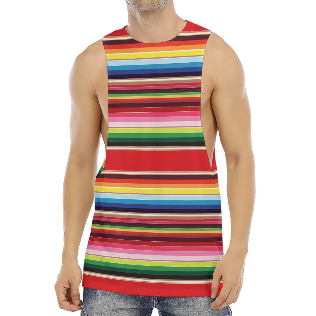 Ethnic Mexican Blanket Stripe Print Men's Muscle Tank Top