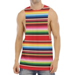 Ethnic Mexican Blanket Stripe Print Men's Muscle Tank Top