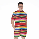 Ethnic Mexican Blanket Stripe Print Men's Rompers