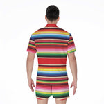 Ethnic Mexican Blanket Stripe Print Men's Rompers