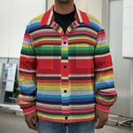 Ethnic Mexican Blanket Stripe Print Men's Shirt Jacket