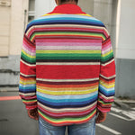 Ethnic Mexican Blanket Stripe Print Men's Shirt Jacket