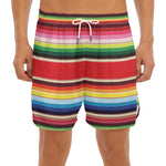 Ethnic Mexican Blanket Stripe Print Men's Split Running Shorts