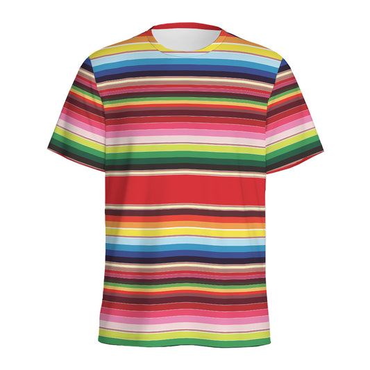 Ethnic Mexican Blanket Stripe Print Men's Sports T-Shirt