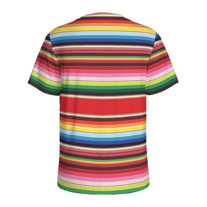 Ethnic Mexican Blanket Stripe Print Men's Sports T-Shirt