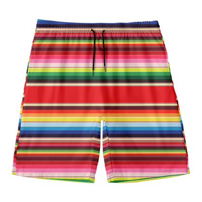 Ethnic Mexican Blanket Stripe Print Men's Swim Trunks