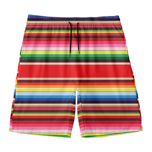 Ethnic Mexican Blanket Stripe Print Men's Swim Trunks