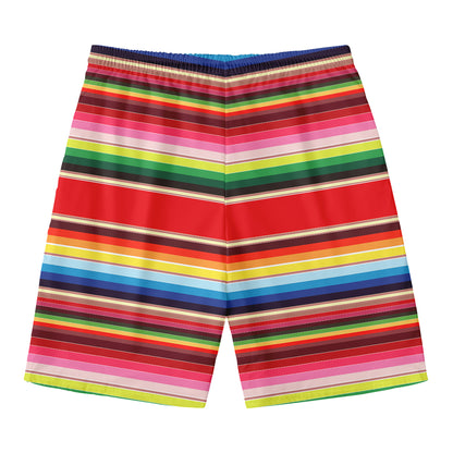 Ethnic Mexican Blanket Stripe Print Men's Swim Trunks