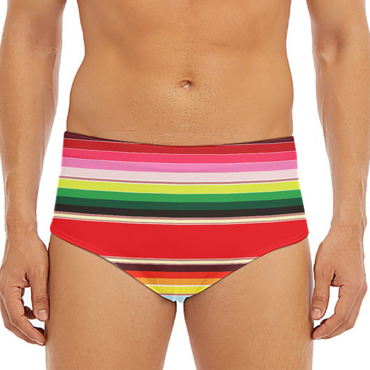 Ethnic Mexican Blanket Stripe Print Men's Triangle Swim Briefs