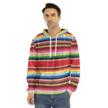 Ethnic Mexican Blanket Stripe Print Men's Velvet Pullover Hoodie