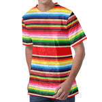 Ethnic Mexican Blanket Stripe Print Men's Velvet T-Shirt