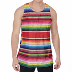 Ethnic Mexican Blanket Stripe Print Men's Velvet Tank Top