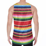 Ethnic Mexican Blanket Stripe Print Men's Velvet Tank Top