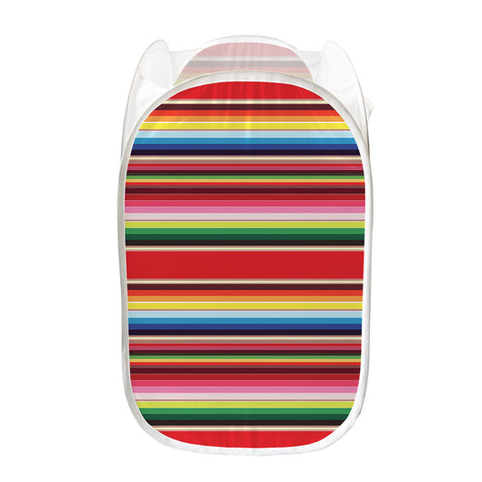 Ethnic Mexican Blanket Stripe Print Mesh Laundry Hamper