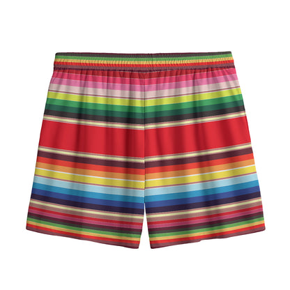 Ethnic Mexican Blanket Stripe Print Mesh Shorts