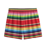 Ethnic Mexican Blanket Stripe Print Mesh Shorts