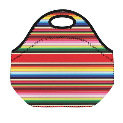 Ethnic Mexican Blanket Stripe Print Neoprene Lunch Bag